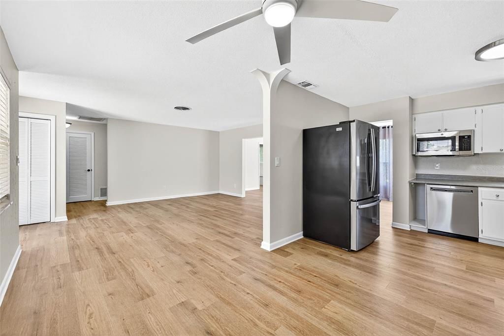 Interior, Kitchen, Stainless Steel Appliances, Wood Texture Flooring
