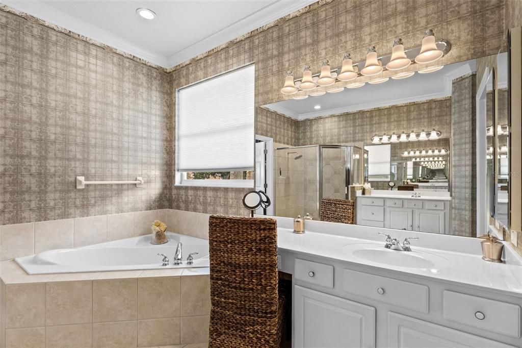 Bathroom, Dual Sink Vanities, Glass Shower, Interior, Recessed Lighting