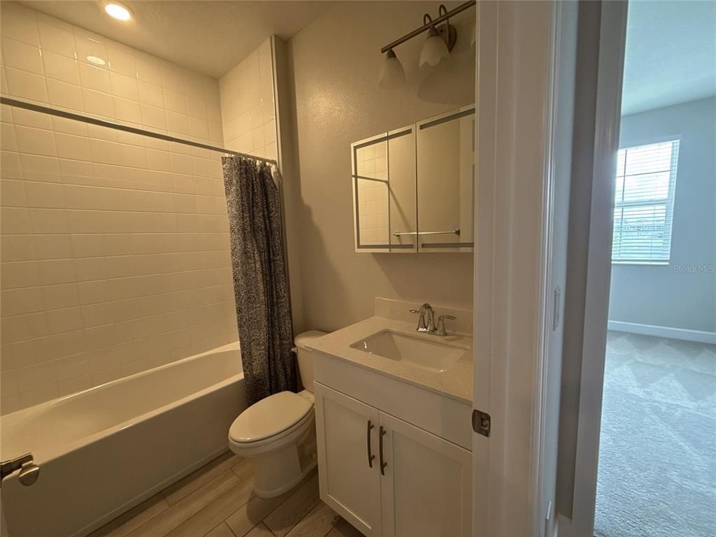 Bathroom, Interior, Recessed Lighting, Wood Texture Flooring