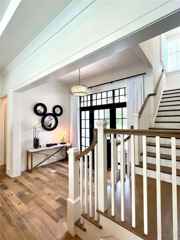 Chandelier, Interior, Wood Texture Flooring