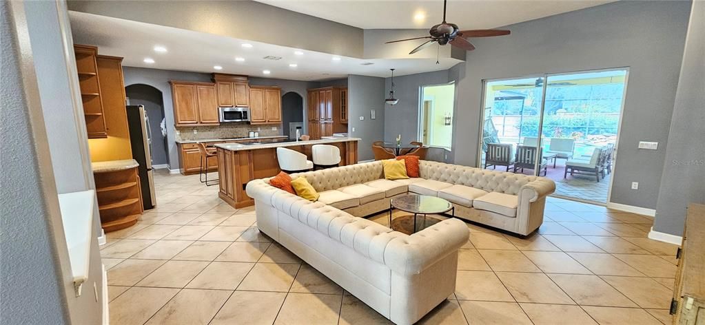 Dining room, Interior, Kitchen, Living room, Recessed Lighting, Stainless Steel Appliances