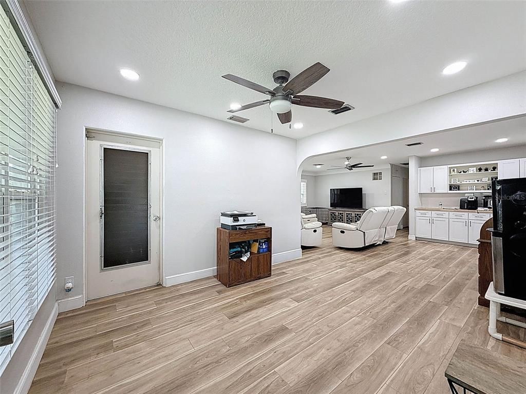 Interior, Kitchen, Recessed Lighting, Wood Texture Flooring