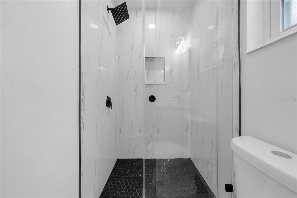 Bathroom, Glass Shower, Interior, Marble Walls