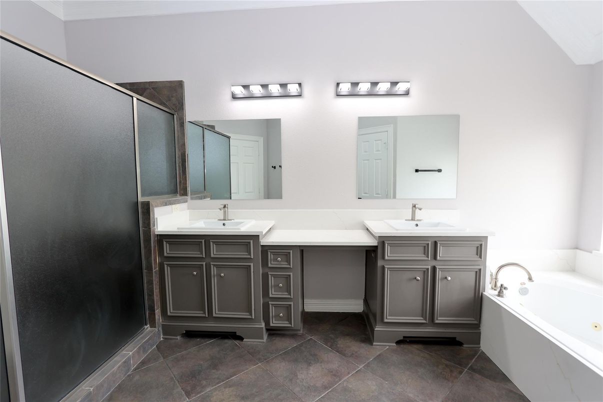 Bathroom, Dual Sink Vanities, Glass Shower, Interior