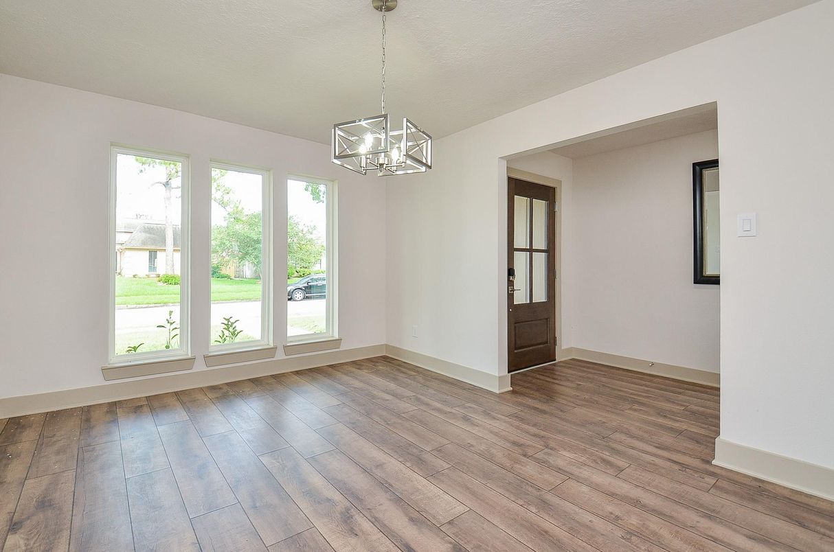 Empty room, Interior, Pendant Lights, Wood Texture Flooring