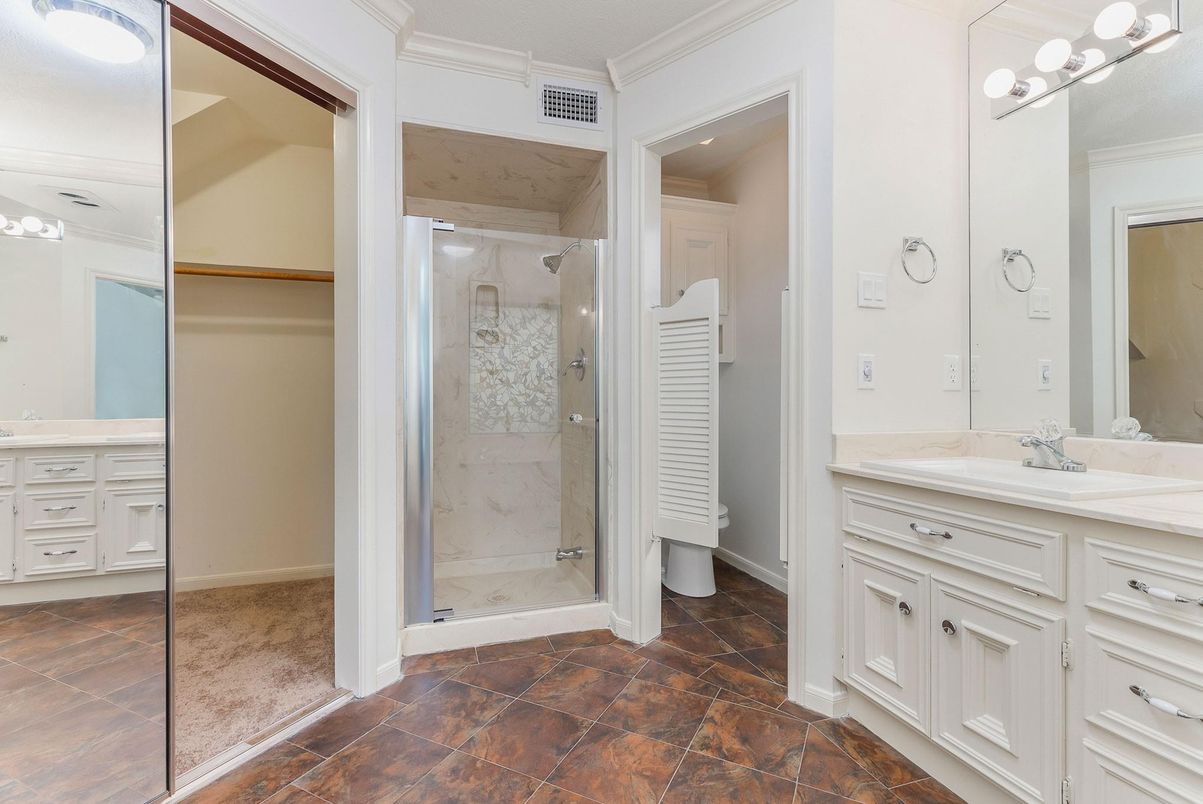 Bathroom, Glass Shower, Interior, Recessed Lighting