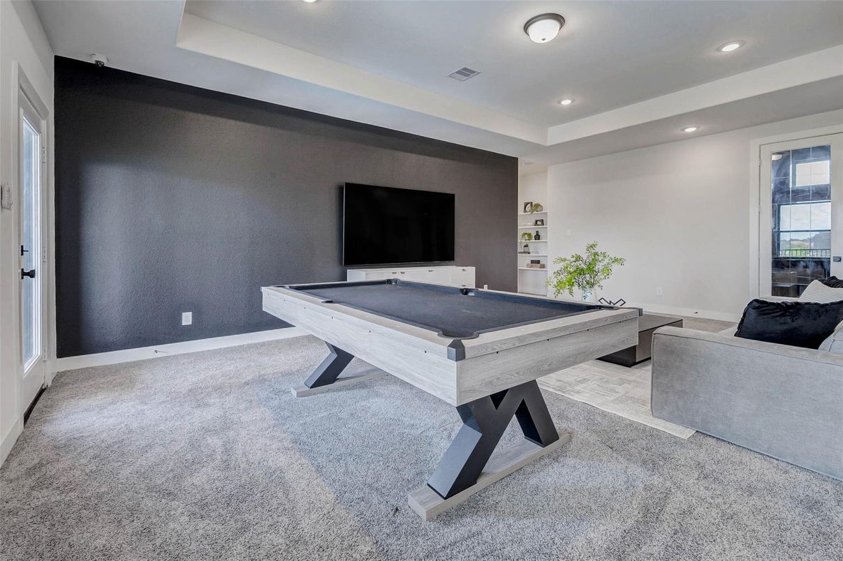 Billiard Table, Game Room, Interior, Recessed Lighting