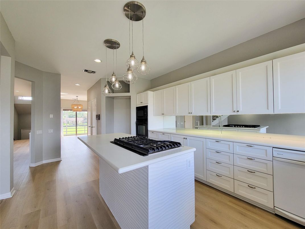Interior, Kitchen, Pendant Lights, Recessed Lighting, Wood Texture Flooring