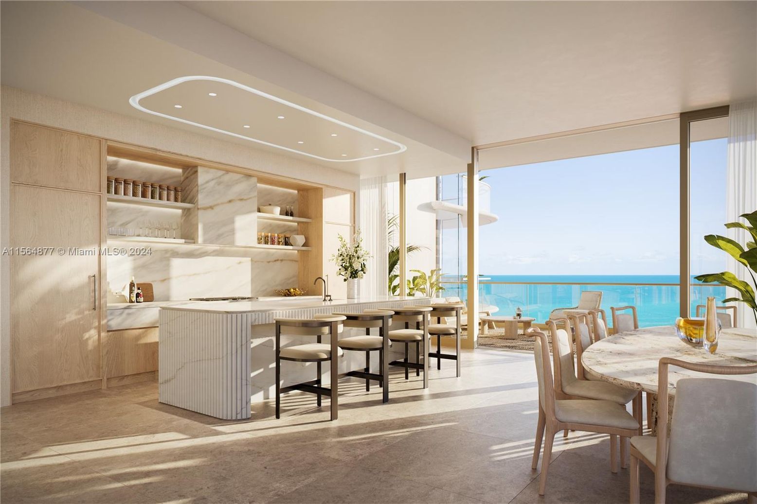 Dining room, Interior, Recessed Lighting, Water