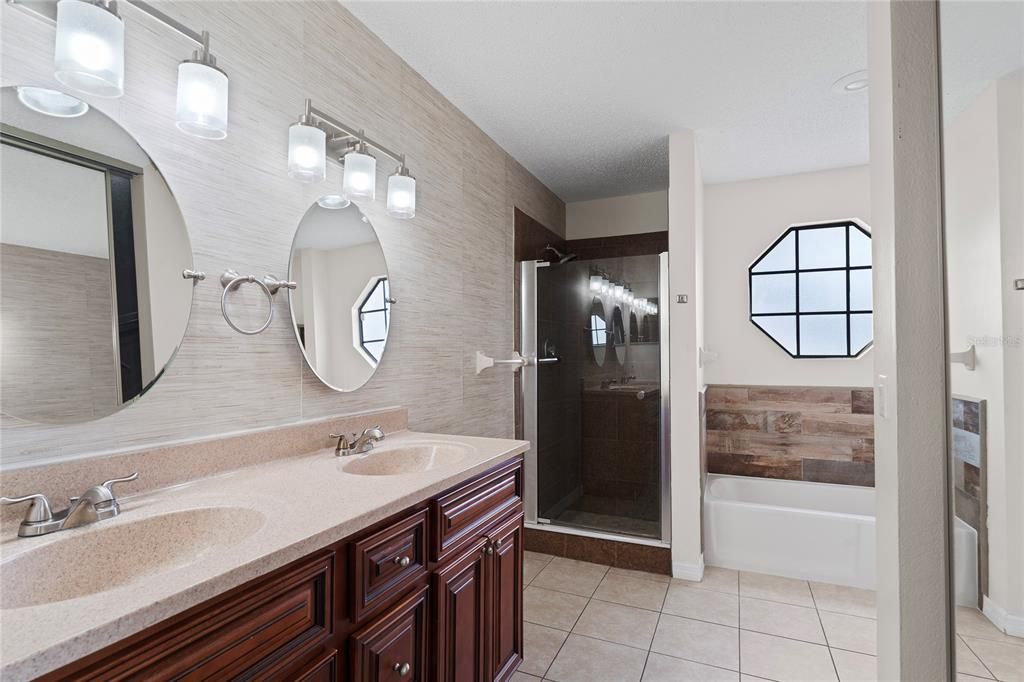 Bathroom, Dual Sink Vanities, Glass Shower, Interior