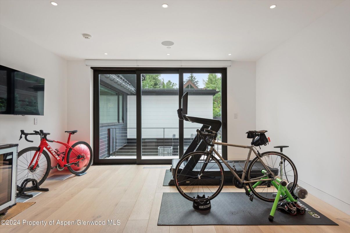Fitness Equipment, Interior, Recessed Lighting, Wood Texture Flooring