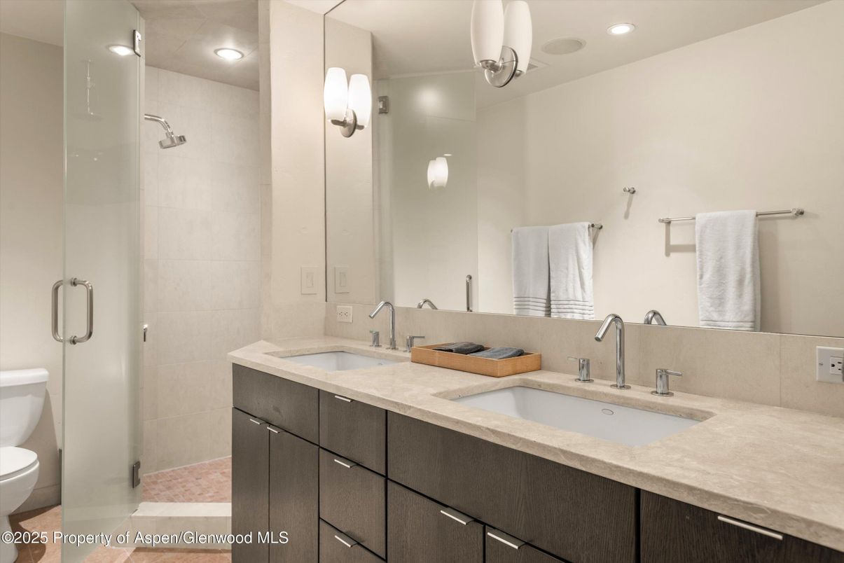 Bathroom, Dual Sink Vanities, Glass Shower, Interior, Recessed Lighting