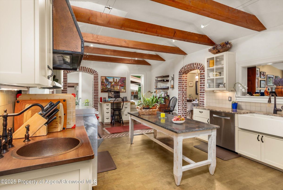 Interior, Kitchen, Recessed Lighting, Wooden Beams