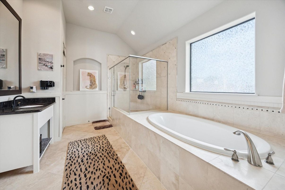 Bathroom, Glass Shower, Interior, Recessed Lighting