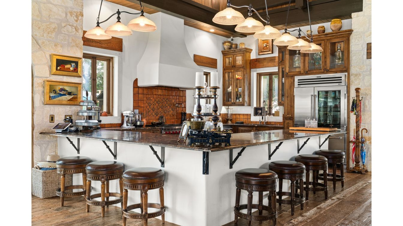 Interior, Kitchen, Pendant Lights, Wooden Beams, Wood Texture Flooring