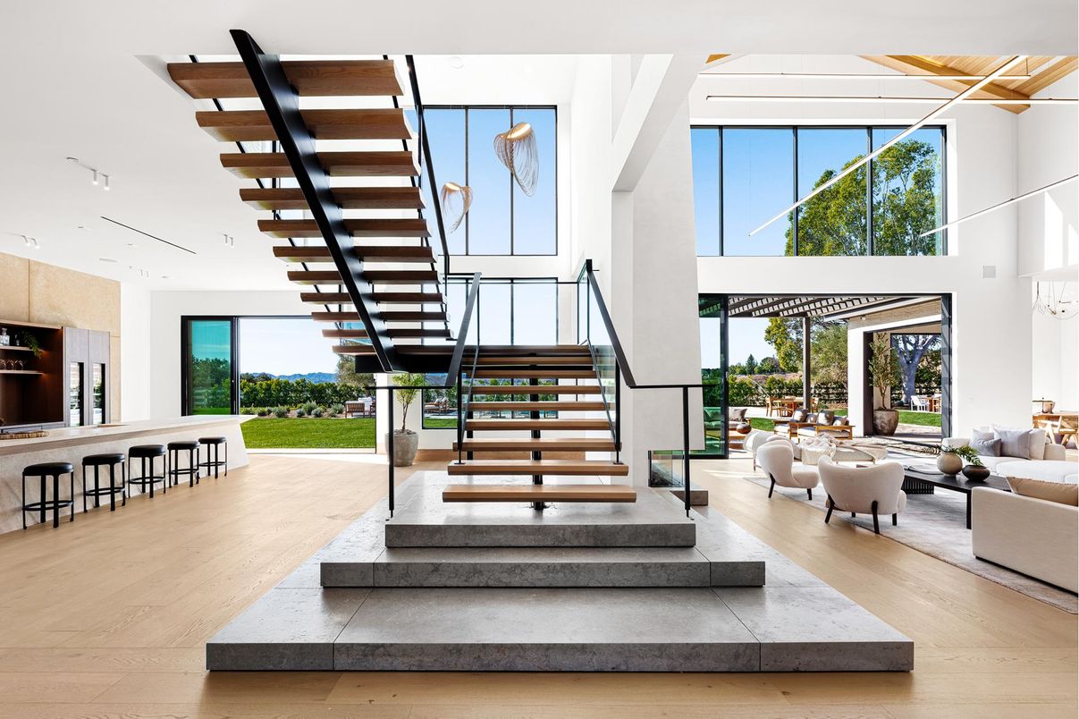 Interior, Living room, Pendant Lights, Wood Texture Flooring
