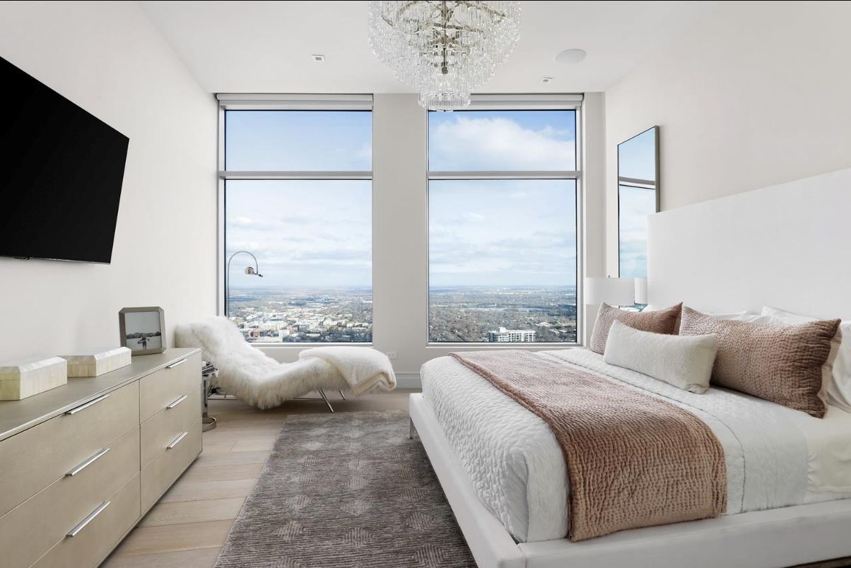 Bedroom, Interior, Pendant Lights, Wood Texture Flooring
