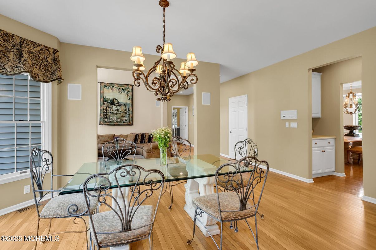 Chandelier, Dining room, Interior, Wood Texture Flooring
