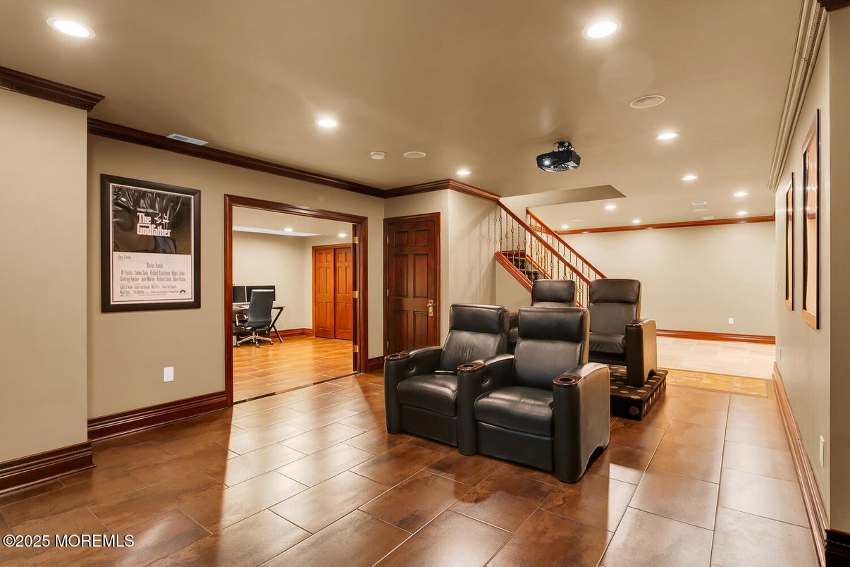 Home Theatre Room, Interior, Recessed Lighting, Theatre Room, Wood Texture Flooring