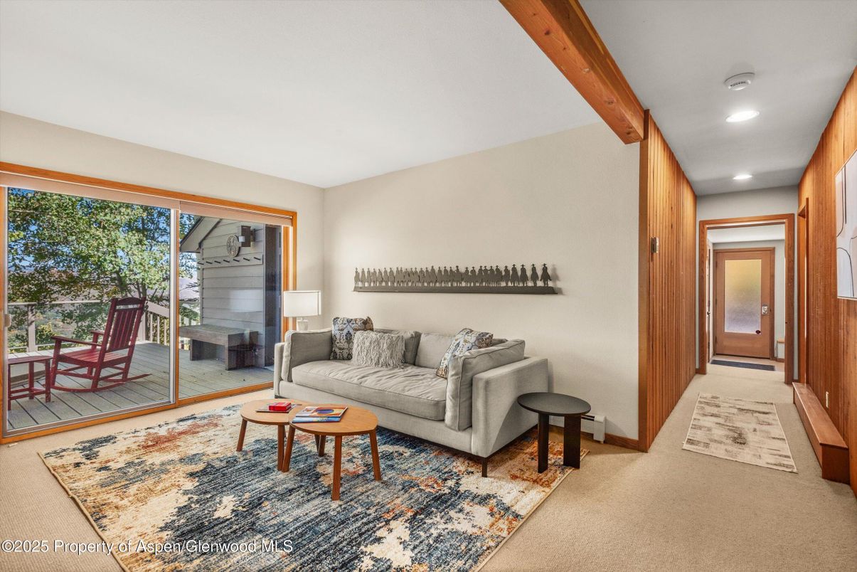 Interior, Living room, Recessed Lighting, Wooden Beams