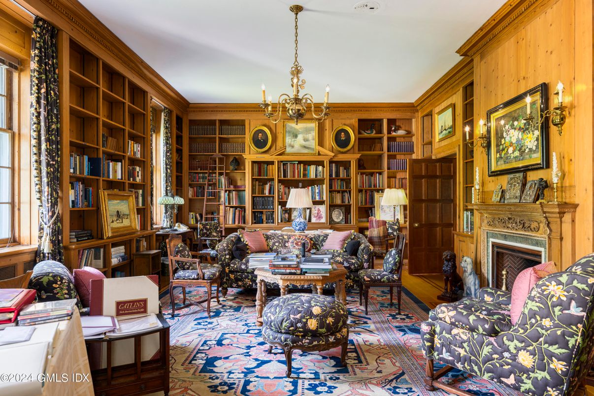 Chandelier, Fireplace, Interior, Living room, Wood Texture Flooring, Wooden Walls