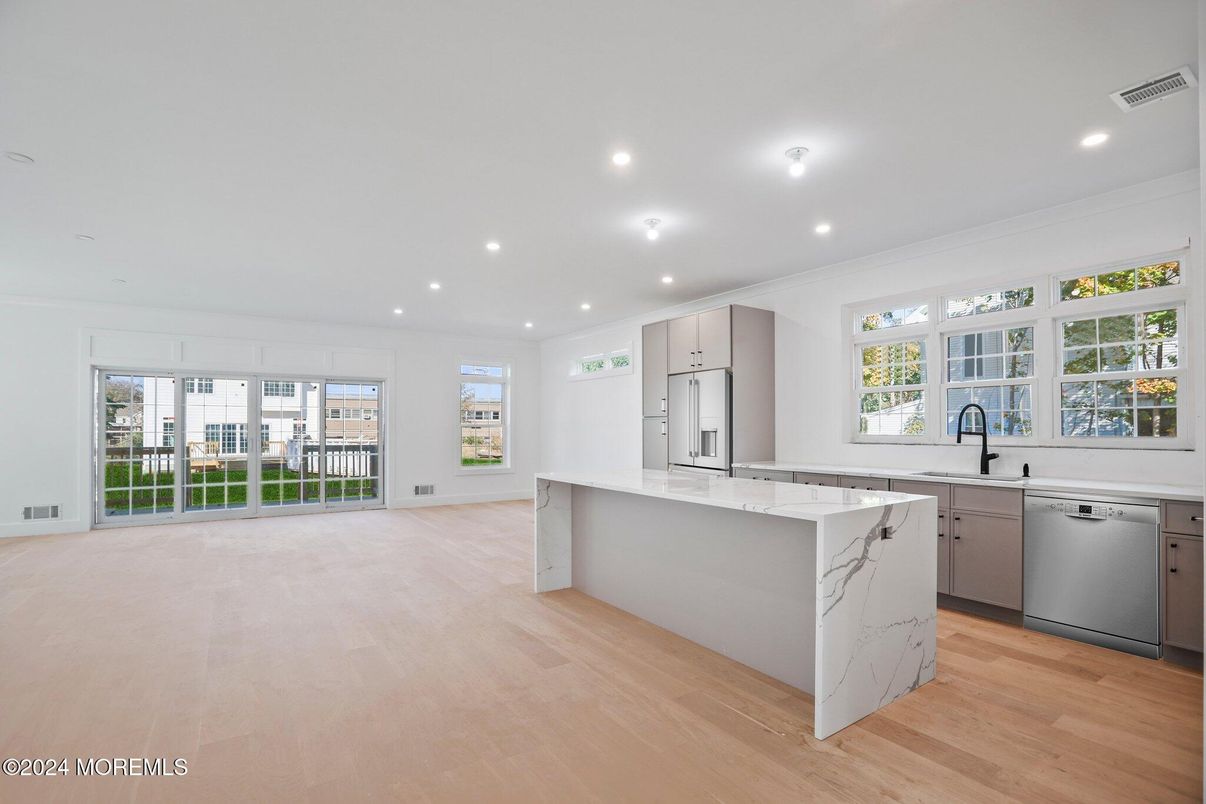 Interior, Kitchen, Recessed Lighting, Wood Texture Flooring