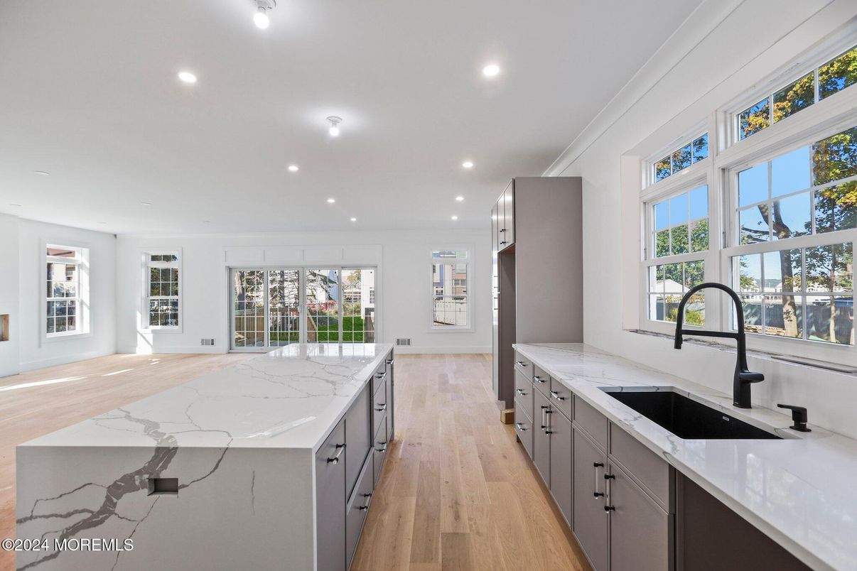 Interior, Kitchen, Recessed Lighting, Wood Texture Flooring