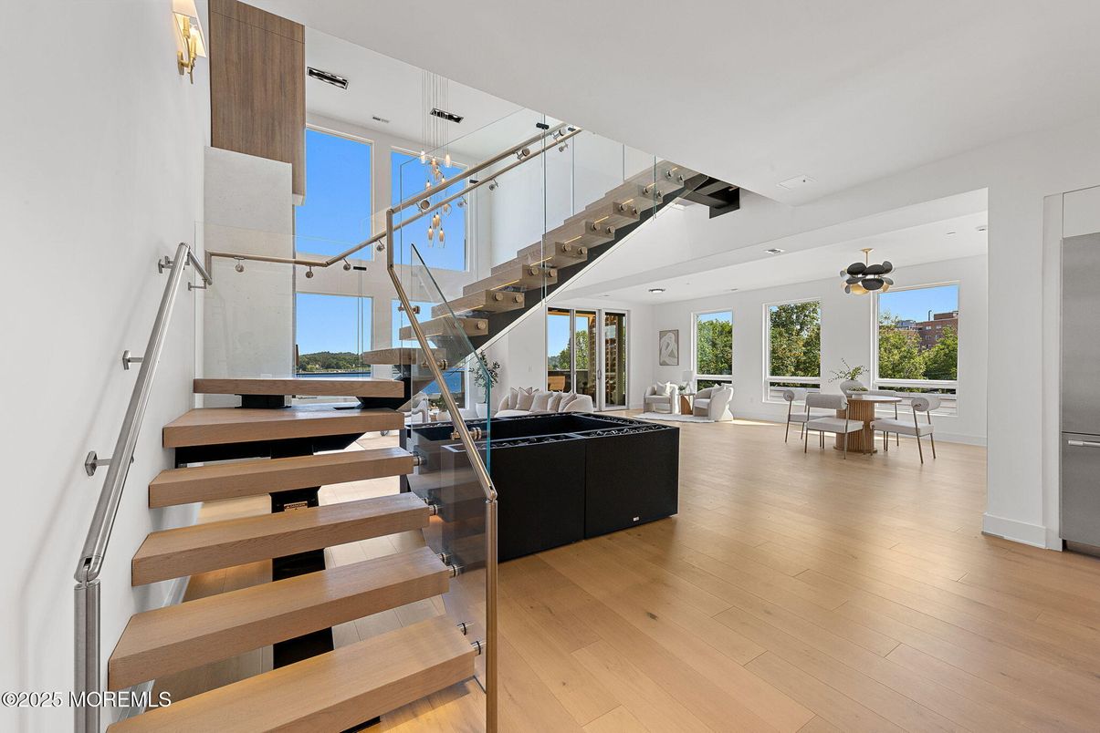 Dining room, Interior, Living room, Pendant Lights, Wood Texture Flooring
