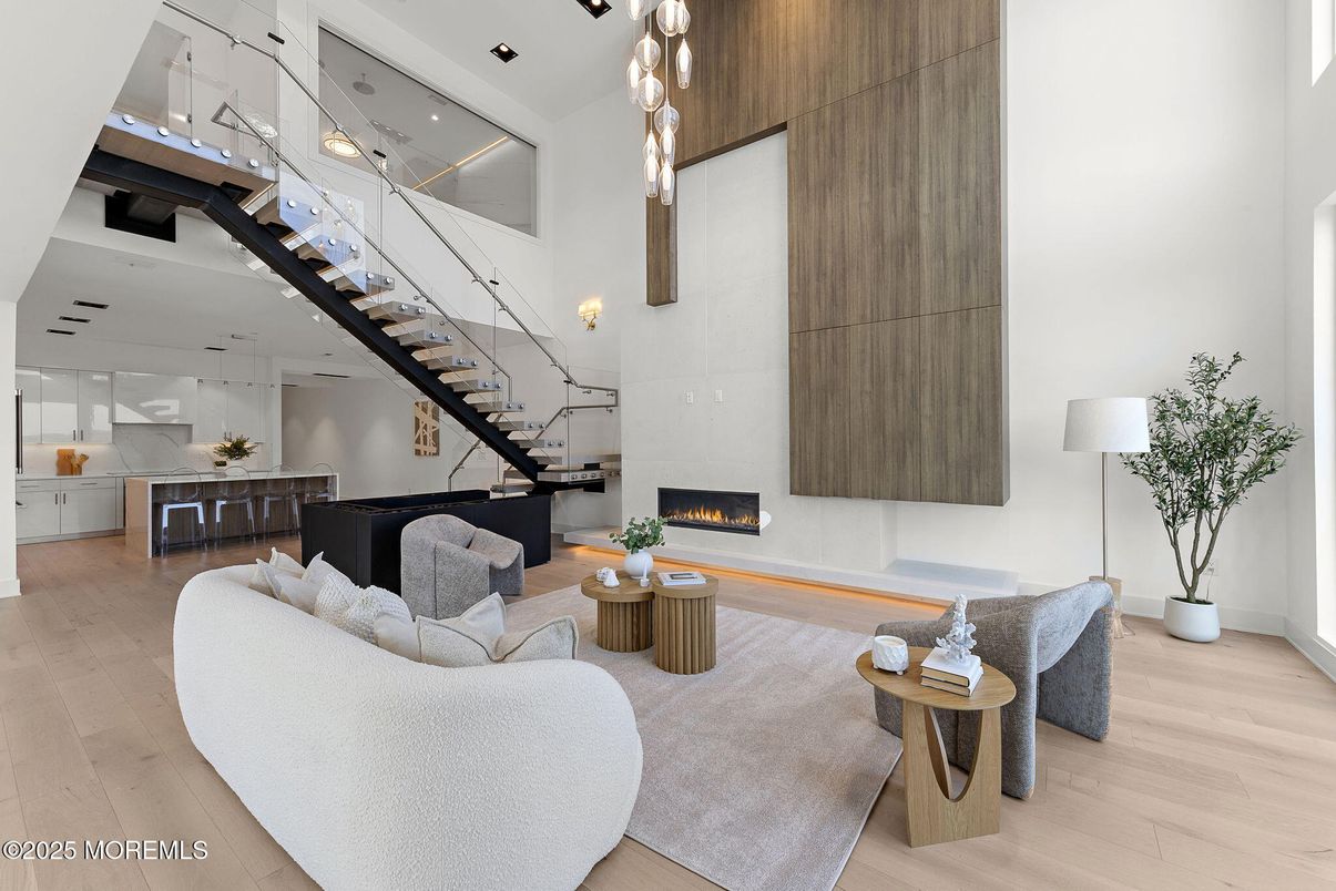 Dining room, Fireplace, Interior, Living room, Pendant Lights, Piano, Recessed Lighting, Wood Texture Flooring