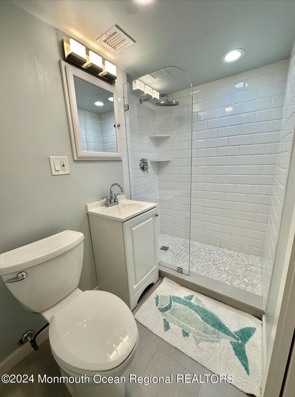 Bathroom, Glass Shower, Interior, Recessed Lighting