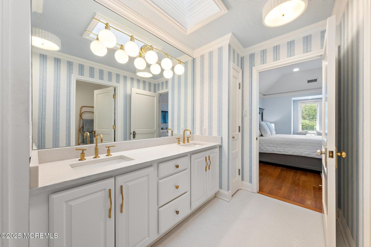 Bathroom, Bedroom, Dual Sink Vanities, Interior, Recessed Lighting, Wood Texture Flooring