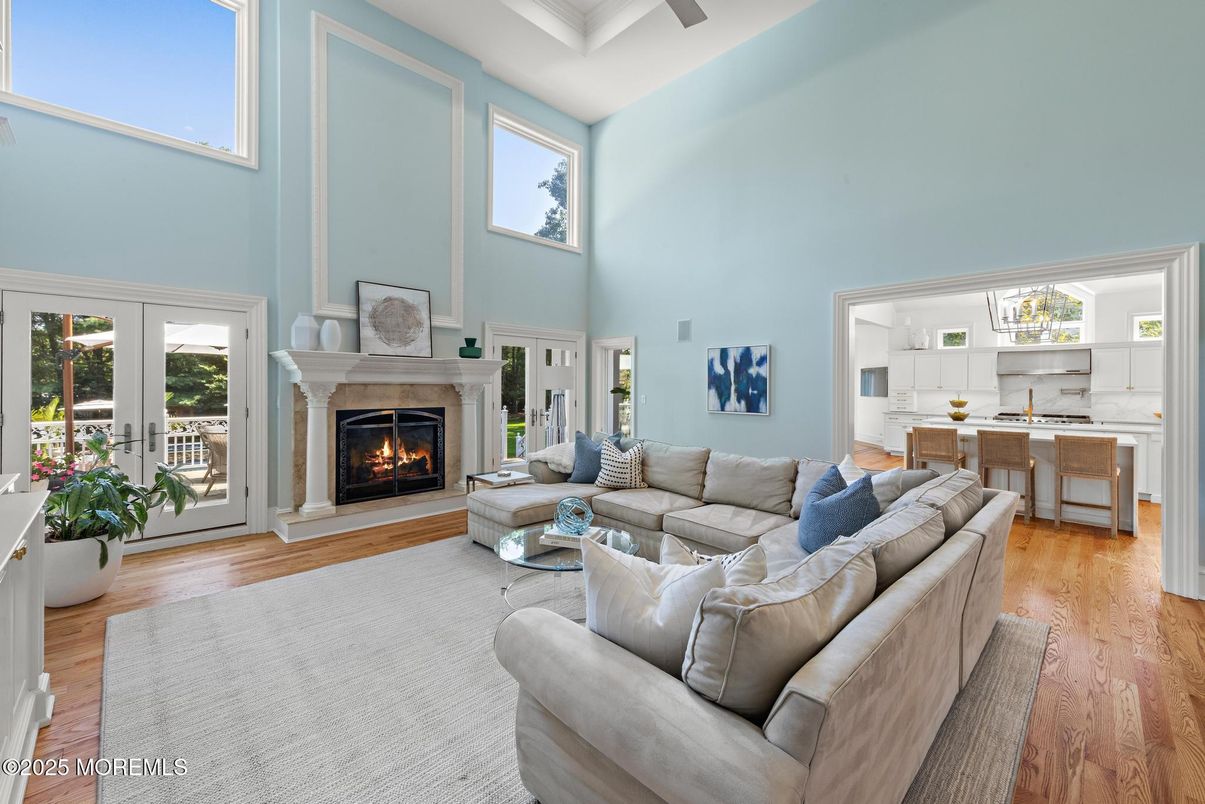 Fireplace, Interior, Kitchen, Living room, Wood Texture Flooring