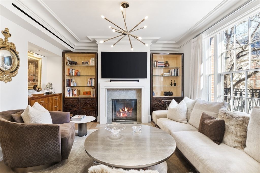 Fireplace, Interior, Living room, Pendant Lights