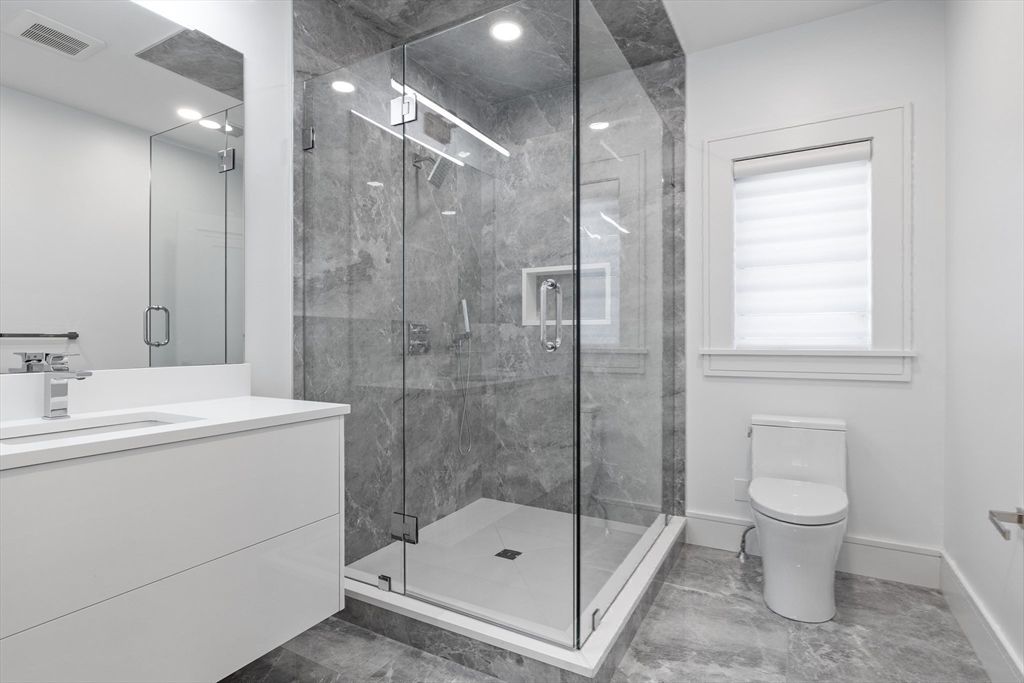 Bathroom, Glass Shower, Interior, Recessed Lighting