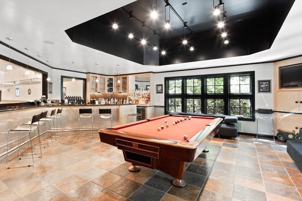 Billiard Table, Game Room, Interior, Pendant Lights, Recessed Lighting
