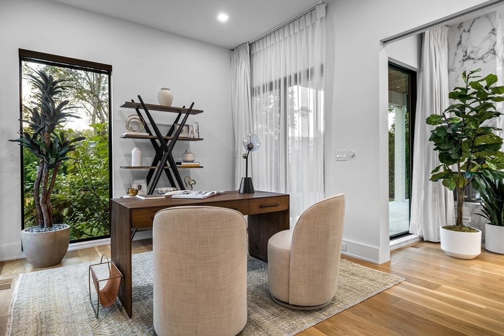 Home Office, Interior, Recessed Lighting, Wood Texture Flooring