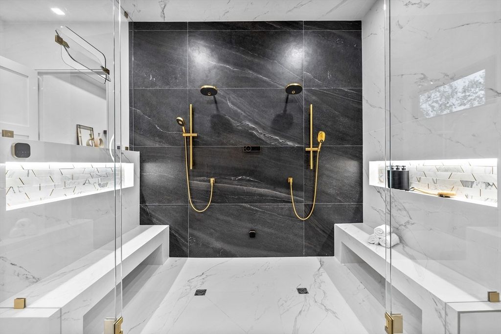 Bathroom, Glass Shower, Interior, Marble, Marble Walls
