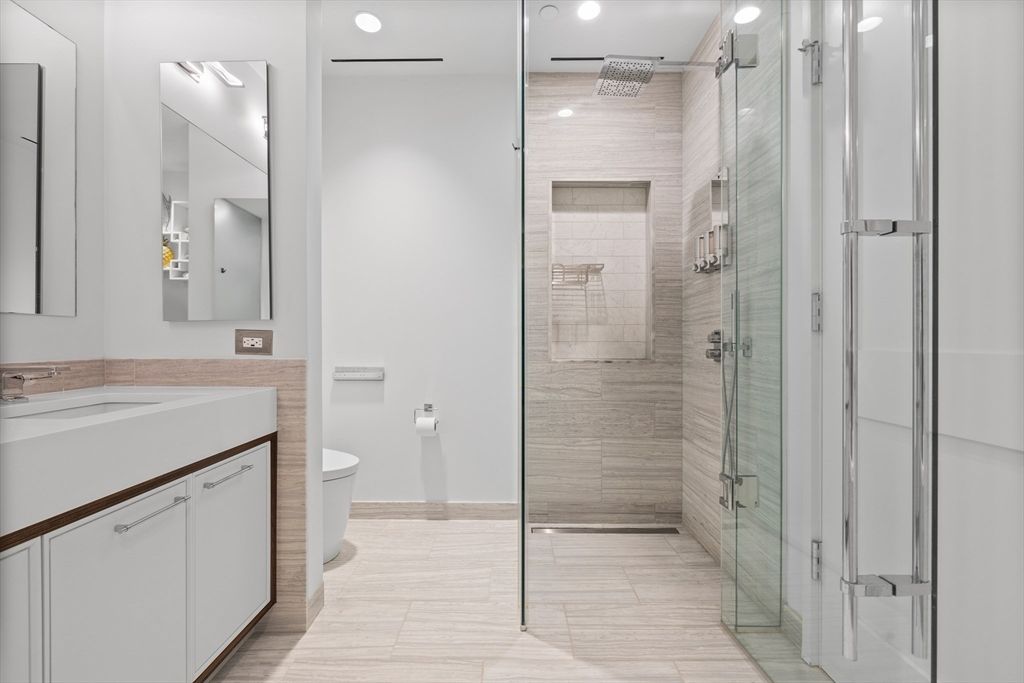Bathroom, Glass Shower, Interior, Recessed Lighting