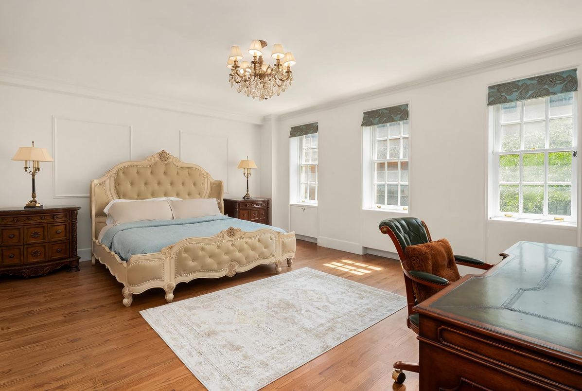 Bedroom, Chandelier, Interior, Wood Texture Flooring