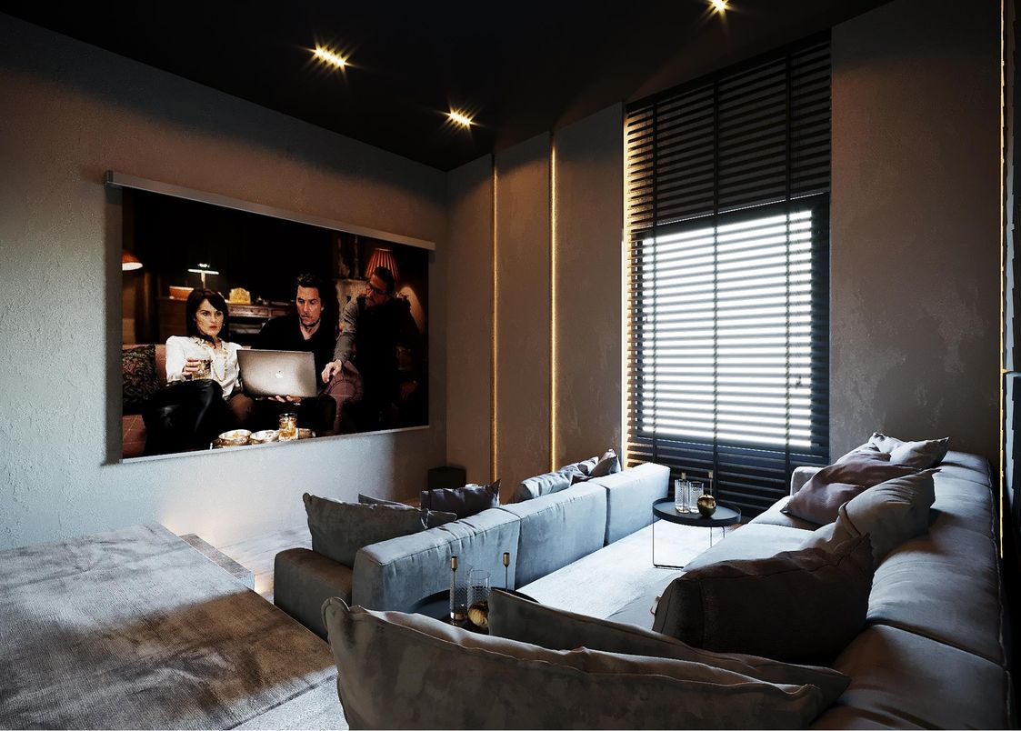 Interior, Projection Screen, Recessed Lighting, Theatre Room