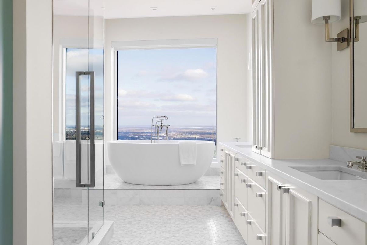 Bathroom, Dual Sink Vanities, Free Standing Baths, Glass Shower, Interior