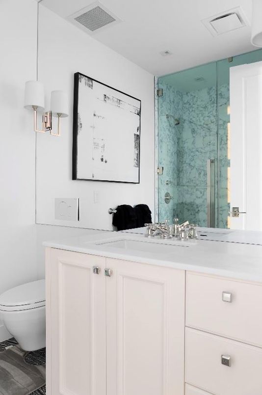 Bathroom, Glass Shower, Interior, Marble Walls